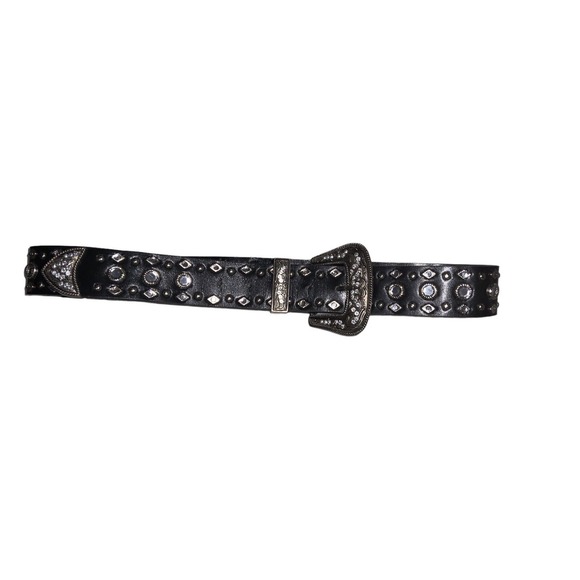 The Unbranded Brand Accessories - Black Faux Leather W/Crystal & Silver Studs Western Ladies Belt Sz Sm/Med 39"